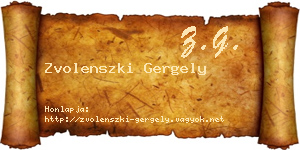 Zvolenszki Gergely névjegykártya